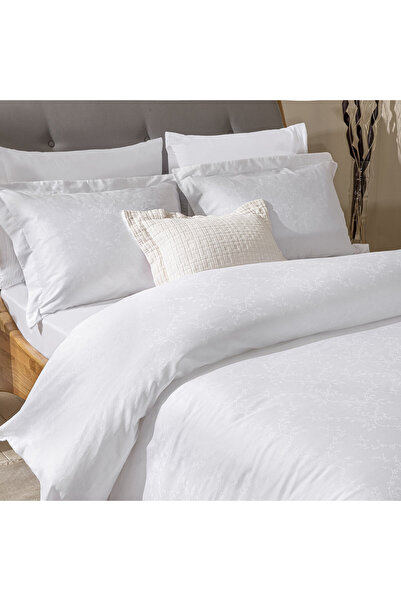 Chakra Veludo Nevresim Seti Ekstra Çift Kişilik 230x220 Cm Beyaz
