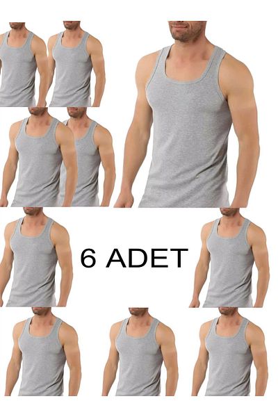SİERNA Pack of 6 Gray Men's T-Shirts Srn-001059