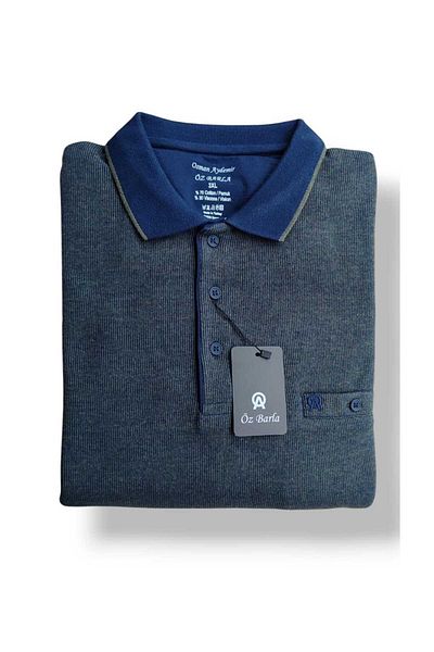 ÖZ BARLA TRİKO Büyük Beden Yakalı Cepli Selanik Baba Kazak [pamuklu Üst Kalite Gramajlı Kalın Ürün] 3xl.4xl