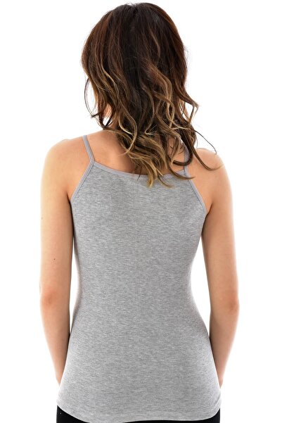 Nana & Mayka Moda Tutku 6-Piece Women's Ribbed Polyester Cotton Rope Strap Gray Undershirt 0135