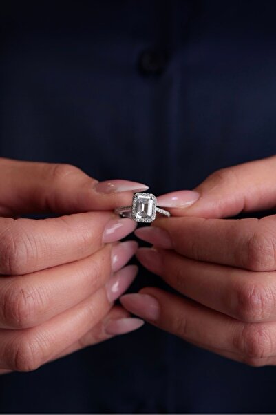 Kiriş Gümüş 925 Ayar Gümüş Kadın Baget Yüzük