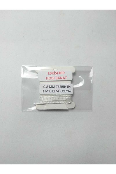 Eskişehir hobi sanat 1 Meter White Rosary - 0.8 mm Lanyard Bone