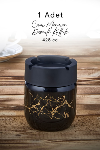 grimorlife Чорна бронзова декоративна попільничка з візерунком з мармуру - бе...