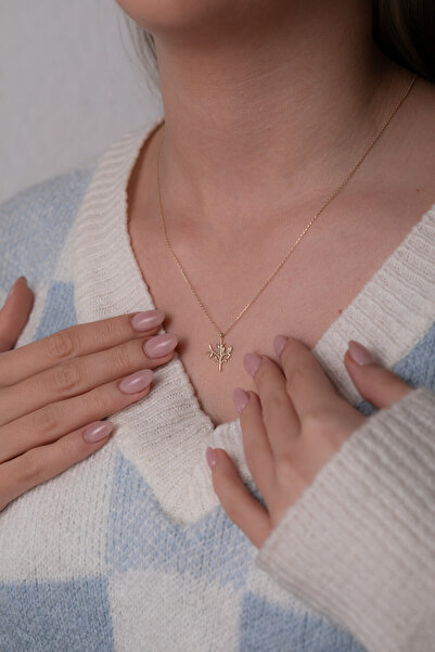 Kolyecik 14 Ayar Altın Zeytin Dalı Kolye