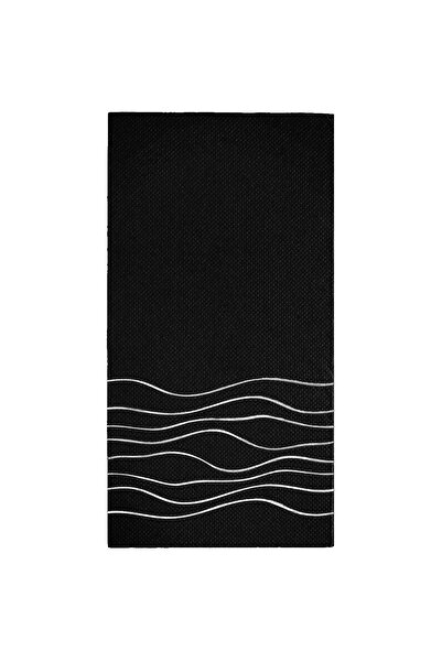 Story مجموعة من 16 منديلًا ورقيًا باللون الأسود بنمط خطوط متموجة فضية مقاس 40...