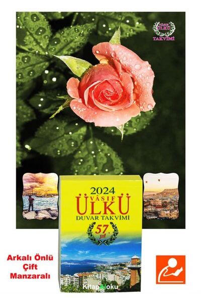 Ülkü Takvimcilik 2026 Vasıf Ülkü Duvar Takvimi Ve Kırmızı Gül Görselli Karton...