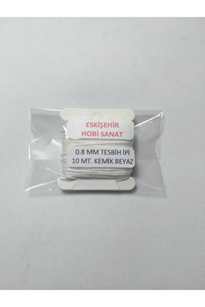 Eskişehir hobi sanat Λευκό χάντρες προσευχής 10 μέτρων - Κόκκαλο κορδόνι 0,8 χιλιοστών