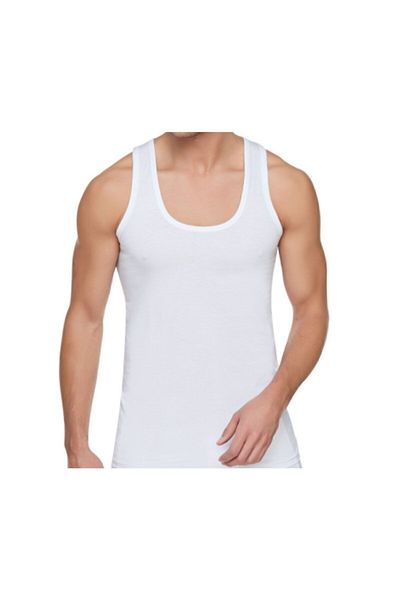 KEYAL Tutku Men's White Cotton Tank Top 3 Pack