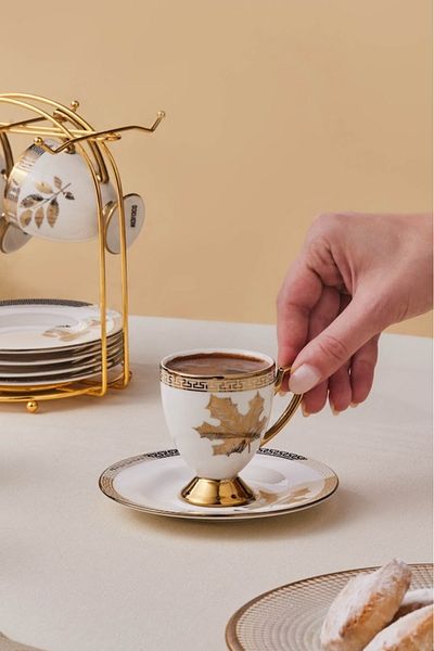 Karaca Betty 6-Person Coffee Cup with Stand 85 ml