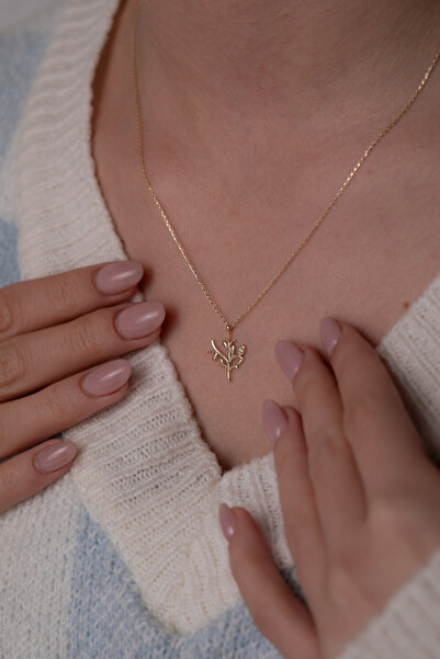 Kolyecik 14 Ayar Altın Zeytin Dalı Kolye