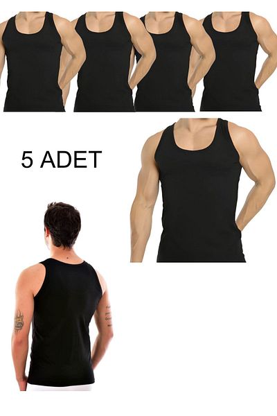 SİERNA 5-Pack Black Men's T-Shirt Srn-001049
