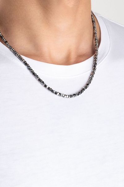 So CHIC... Hematite Stone Silver Men's Necklace