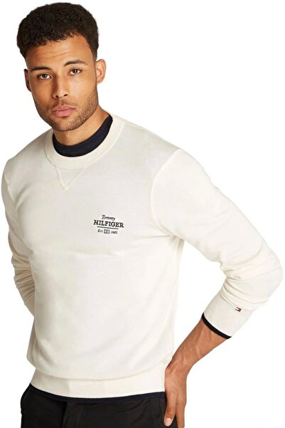 Tommy Hilfiger Graphic Cotton Crew Men's Cream Sweatshirt Mw0Mw38336Z00