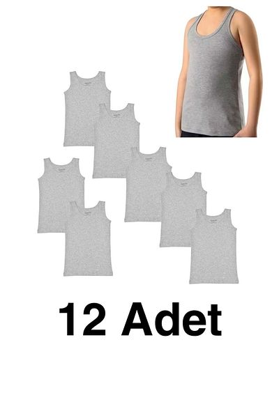 SİERNA Pack 12 Gray Undershirts for Children 3-14 Years Srn-001031