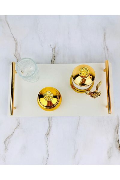 CyzHome Bond Gold Promise and Marble Engagement Tray
