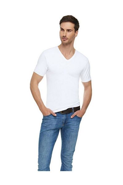 KEYAL Tutku Elit Men's White Lycra V-Neck Short Sleeve Undershirt