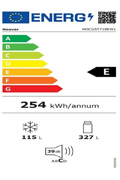 Hoover HOCG5T718EW1 E Enerji Sınıfı 442 Lt Kombi Tipi No Frost Buzdolabı