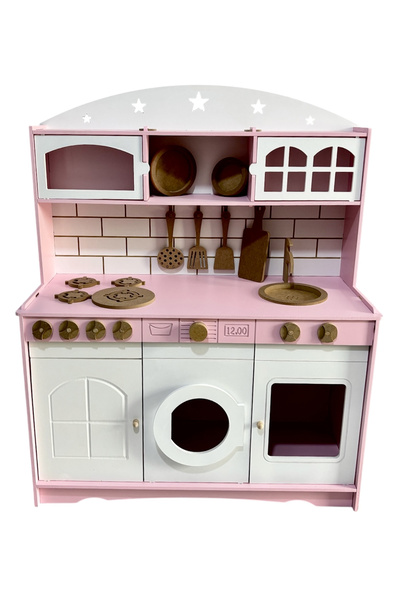 Buradadavar Hobi Ahşap Ahşap Büyük Boy Çocuklar İçin Eğlenceli Oyuncak Mutfak Seti