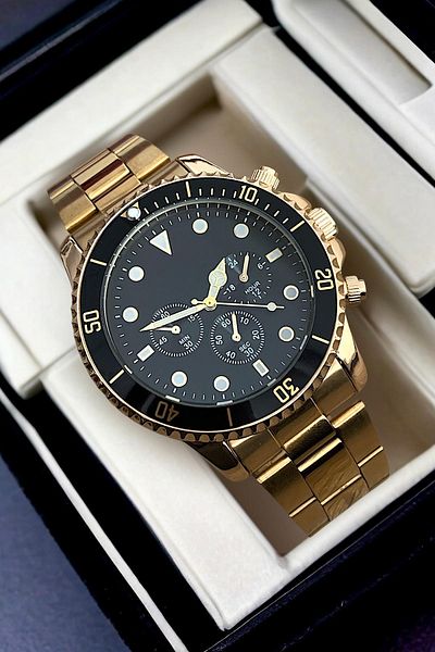 Güncel Vitrin Premium Edition Gold/Black Ipc Plated Men's Wrist Watch