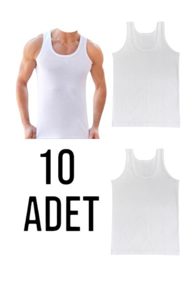 MODA Öz Yakut Men's Combed Cotton Tank Top 10 Pack Cotton
