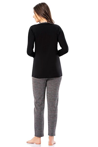 ERDEM İÇ GİYİM Erdem Siyah Kışlık Pijama Takımı 2022-21