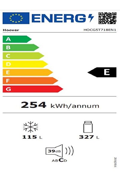 Hoover HOCG5T718EN1 E Enerji Sınıfı 442 Lt Kombi Tipi No Frost Buzdolabı