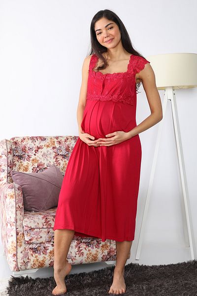 Effort Pijama Puerperal Nightgown Set with Cherry Dressing Gown