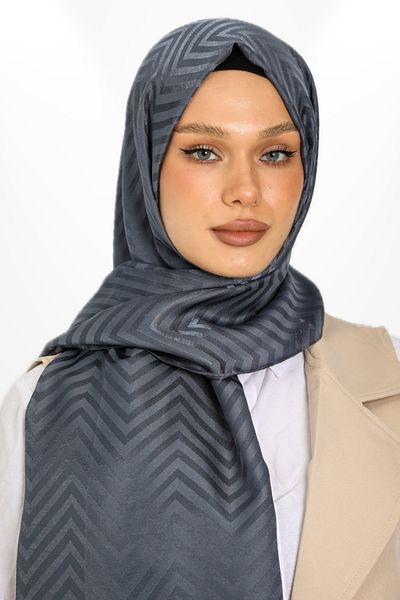 hijabchi Imported Silky Jacquard Shawl Zigzag Model - New Collections - Smoked