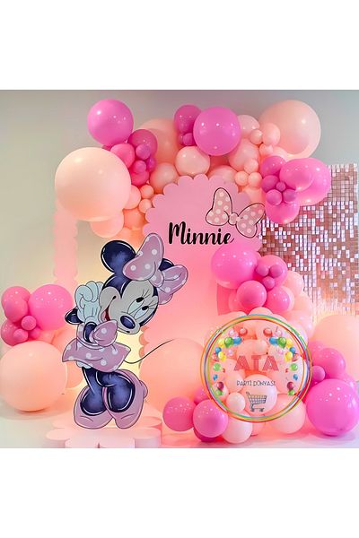 Ata Parti Dünyası Birthday Concept - Candy Pink Macaron Salmon, 60 Pieces Balloon Chain Set