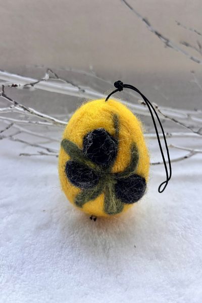 Uretti - Tülin 3528 Handmade Felt on Foam Yellow Christmas Ornament / Decorative Ball Object - 7 X 9 cm