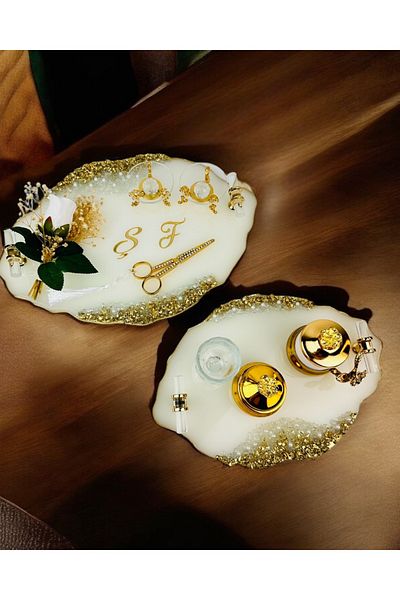 CyzHome Spark Gold Epoxy Promise Engagement Tray