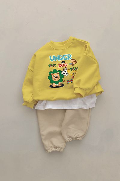ADABEBEK New Season under Zoo Animals Printed 2-Piece Baby Set 23328