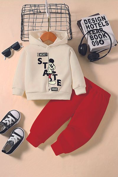 ADABEBEK Premium State Mickey Printed Hoodie 2-Piece Baby Set 232365