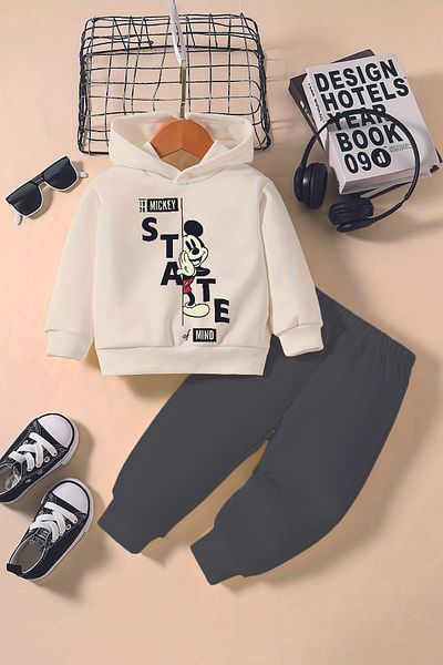 ADABEBEK Premium State Mickey Printed Hoodie 2-Piece Baby Set 232365