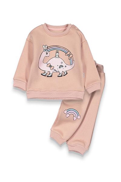 baby flamindo Baby Flamindo Dinasor Printed 3 Thread Baby Suit