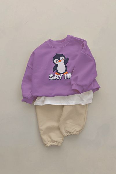 ADABEBEK New Season Say Hi Penguin Printed 2-Piece Baby Set 22820