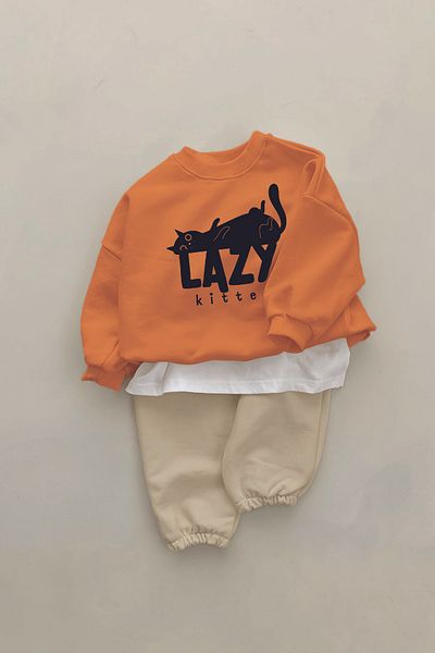 ADABEBEK New Season Lazy Kitten Printed 2-Piece Baby Set 23350