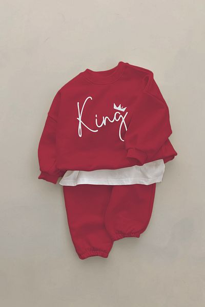 ADABEBEK New Season King Crown Printed 2-Piece Baby Set 22572