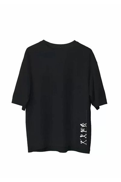 modaserdem Μπλουζάκι Unisex Crew Neck Printed Oversize - Μαύρο