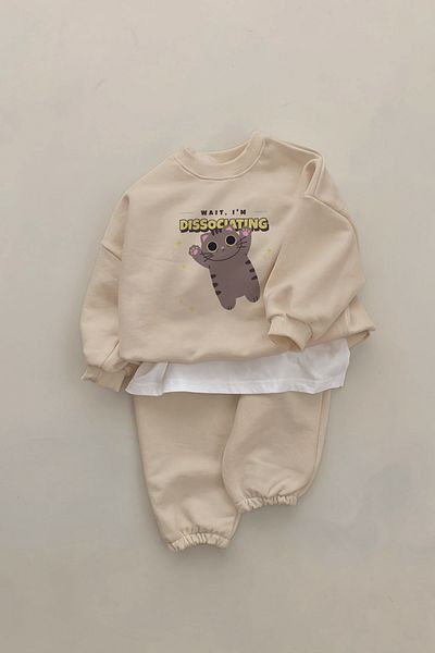 ADABEBEK New Season Tabby Kitten Printed 2-Piece Baby Set 22783