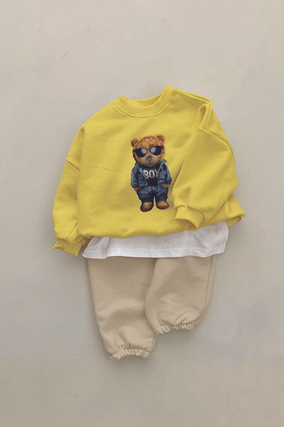 ADABEBEK New Season Boy Cool Bear Printed 2-Piece Baby Set 11143