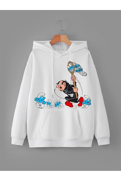 hobidünyam- Smurfs Printed 3 Thread Raster, Fleece Inside, Thick(600Gr) Hoodie