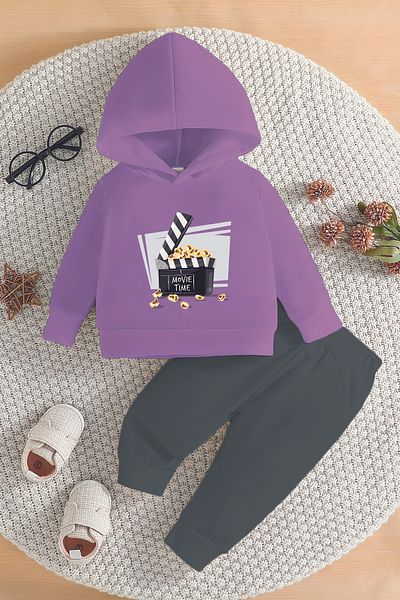 ADABEBEK New Season Movie Time Printed Hoodie 2-Piece Baby Set 232327
