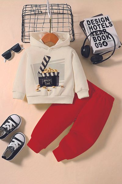 ADABEBEK New Season Movie Time Printed Hoodie 2-Piece Baby Set 232327