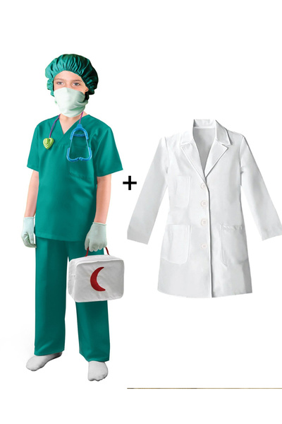 skycott Хлопчик Костюм лікаря білий халат зелена уніформа