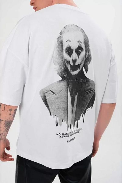 modaserdem Λευκό μπλουζάκι Unisex Oversize με στάμπα με λαιμόκοψη