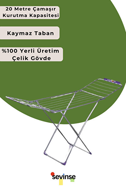 Sevinse Home Paslanmaz Çelik Çamaşırlık Gri Çamaşır Kurutmalık Kurutma Askısı