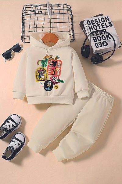 ADABEBEK New Season Miki Firends Printed Hoodie 2-Piece Baby Set 232341