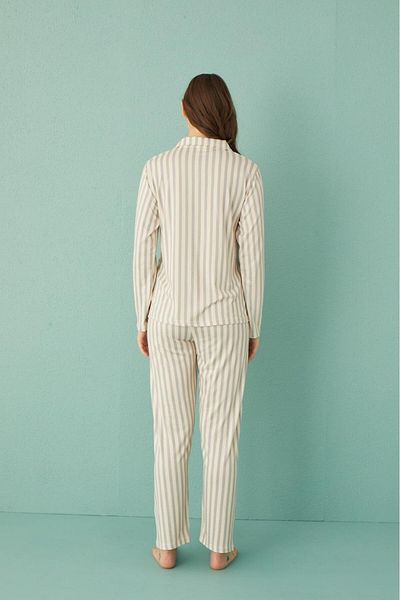 Pemilo 50701-091 Set pijamale pentru femei din piele intoarsa gri - cu nasture in fata