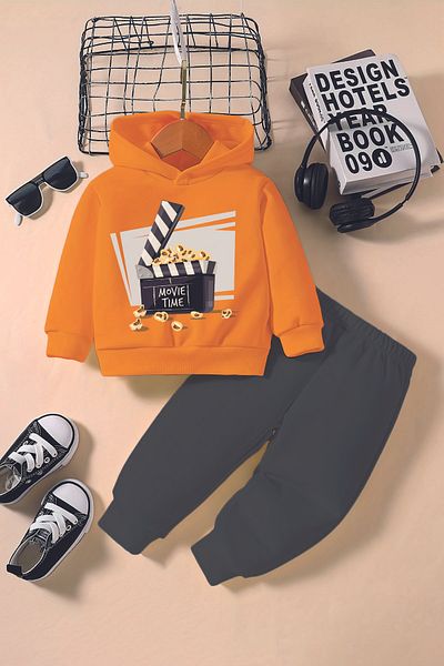 ADABEBEK New Season Movie Time Printed Hoodie 2-Piece Baby Set 232327